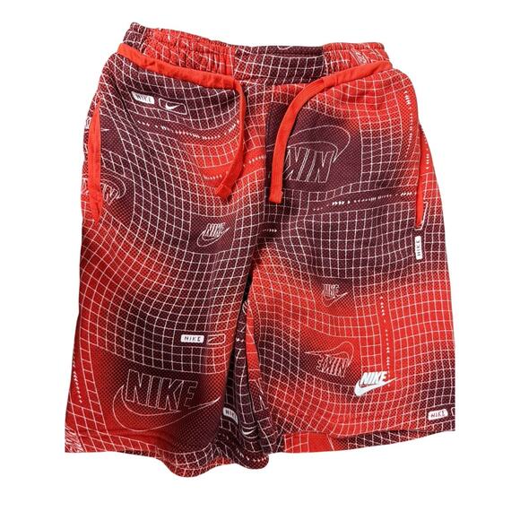Nike Sportswear Boy (Kids) Picante Red AOP Club Fleece Shorts (DX5121-633) L 12 - Picture 1 of 4
